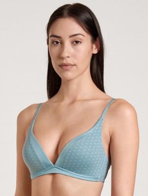 Biancheria Intima Donna Calida Cate Print Triangle Soft Bra With Cup Blu | 4128-OGULS