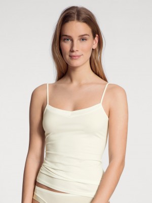 Biancheria Intima Donna Calida Cate Spaghetti Top Alabaster Crème | 8914-HRGQN