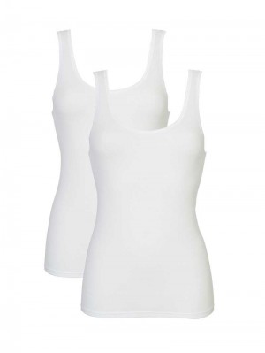 Biancheria Intima Donna Calida Classic Tank Top, Two-pack Bianche | 1370-PWVFC