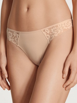 Biancheria Intima Donna Calida Natural Comfort Lace String Rosa | 0295-KYLDT