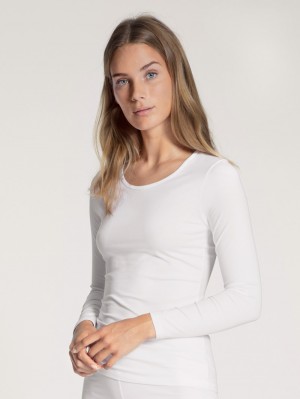 Biancheria Intima Donna Calida Natural Comfort Shirt Long Sleeve Weiss | 3970-JUPHW