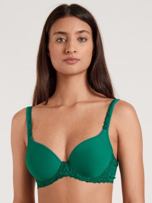 Biancheria Intima Donna Calida Natural Comfort Lace Spacer Bra Verdi | 2163-BOKHV