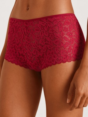 Biancheria Intima Donna Calida Natural Comfort Lace Shorty Regular Cut Rosse | 3719-CQGHT