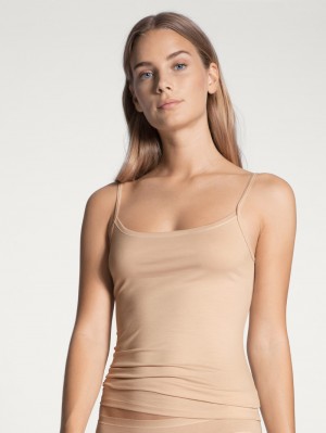 Biancheria Intima Donna Calida Natural Comfort Spaghetti Top Rosa | 8569-HSALG