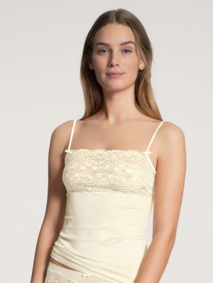 Biancheria Intima Donna Calida Sensual Secrets Spaghetti Strap Top With Lace Alabaster Crème | 3026-JNVKQ