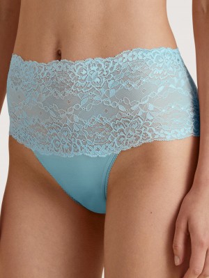 Biancheria Intima Donna Calida Sensual Secrets High-waisted Briefs With Lace Waistband Blu | 8245-DIRLG