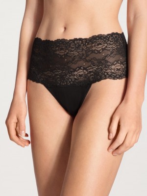 Biancheria Intima Donna Calida Sensual Secrets High-waisted Briefs With Lace Waistband Schwarz | 6302-HLSNF