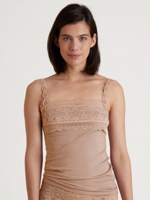 Biancheria Intima Donna Calida Special Spaghetti Top Soft Nude | 7289-ZEYVK