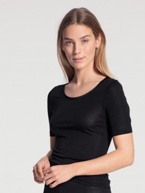 Biancheria Intima Donna Calida True Confidence Shirt Short Sleeve Ws Schwarz | 0548-XMPSG