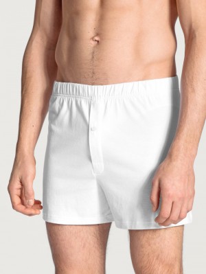 Biancheria Intima Uomo Calida Cotton Code Boxer Shorts With Fly Weiss | 7951-NGBID