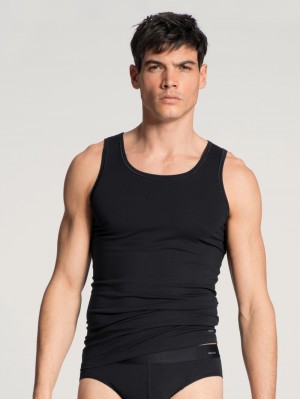 Biancheria Intima Uomo Calida Cotton Code Athletic Shirt Schwarz | 6785-CXAOY