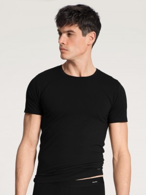 Biancheria Intima Uomo Calida Cotton Code T-shirt Schwarz | 4935-ABRPQ