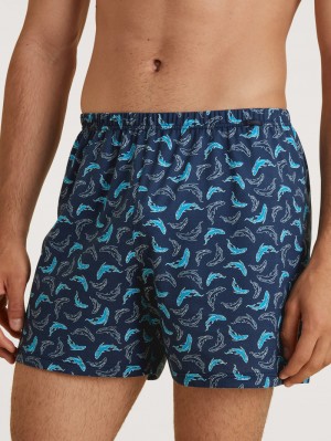 Biancheria Intima Uomo Calida Prints Boxer Shorts Blu | 8217-NQITF