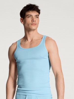 Biancheria Intima Uomo Calida Twisted Cotton Athletic Shirt Eisblau | 2189-OASPK