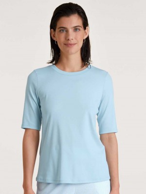 Loungewear Donna Calida Amalfi Journey Shirt Short Sleeve Blu | 4903-XJVLI