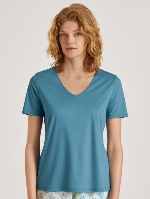 Loungewear Donna Calida Favourites Balance V-shirt Blu | 4190-KEDFV