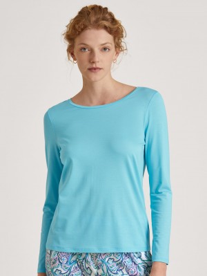 Loungewear Donna Calida Favourites Energy Shirt Long Sleeve Blu | 2136-GQMBL