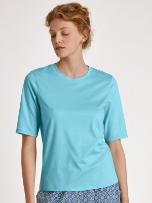 Loungewear Donna Calida Favourites Energy Shirt Short Sleeve Blu | 6548-VYRLM