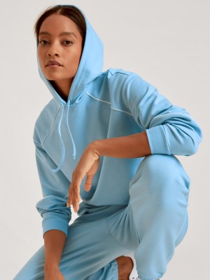 Loungewear Donna Calida Lounge Paisley Sweatshirt With Hood Blu | 4519-FOLWU