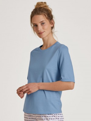 Loungewear Donna Calida Special Shirt Short Sleeve Blu | 8703-ATSFX