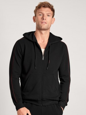 Loungewear Uomo Calida Remix Basic Lounge Jacket Schwarz | 7821-XRTKL