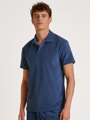 Loungewear Uomo Calida Rmx Lounge Holiday Poloshirt Blu | 1048-DHJTC