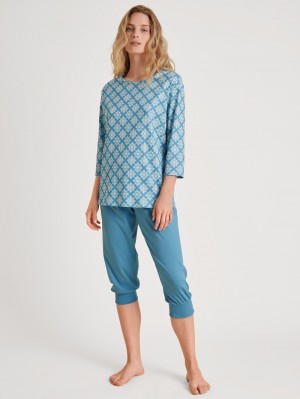 Pigiami Donna Calida Daylight Dreams 3/4 Pyjama Blu | 2813-RCGWI