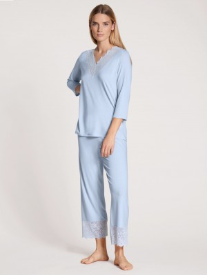 Pigiami Donna Calida Elegant Dreams 7/8 Pyjama Blu | 4236-FJKZV