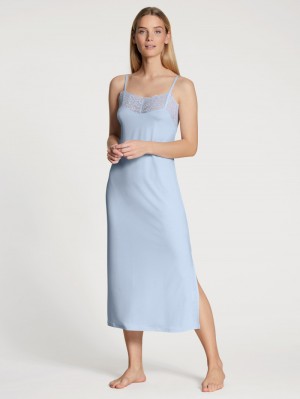 Pigiami Donna Calida Elegant Dreams Nightdress With Spaghetti Straps Blu | 2031-MYOBU