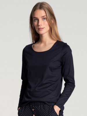 Pigiami Donna Calida Favourites Dreams Shirt Long Sleeve Corallo Blu | 6372-MINFC