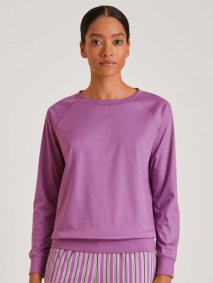 Pigiami Donna Calida Favourites Kiss Shirt Long Sleeve Mulberry Mauve | 4769-LGXBS