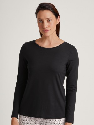 Pigiami Donna Calida Favourites Seduction Shirt Long Sleeve Schwarz | 1085-RHOGV