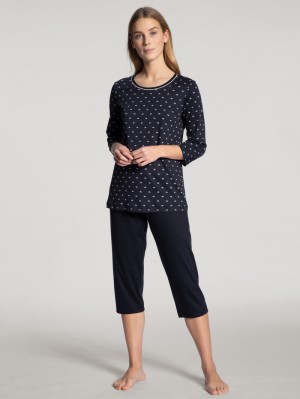 Pigiami Donna Calida Night Lovers 3/4 Pyjama Corallo Blu | 1354-YQBOK