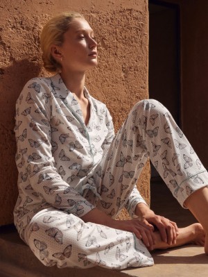 Pigiami Donna Calida Night Lovers Pyjama Buttoned Blu | 0891-ZNCED