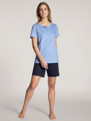 Pigiami Donna Calida Night Lovers Short Pyjama Corallo Blu | 6721-VWFSE