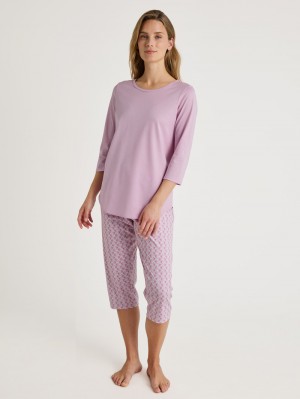 Pigiami Donna Calida Special 3/4 Pyjama New Fragrant Lilac | 0921-YVRCN