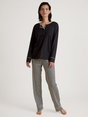 Pigiami Donna Calida Special Pyjama Schwarz | 7256-IWOKY