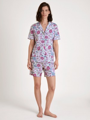 Pigiami Donna Calida Spring Flower Dreams Short Pyjama Rosse | 6879-ENZWU