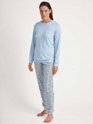 Pigiami Donna Calida Sweet Dreams Pyjama With Cuff Arctic Ice | 9628-TJXWB