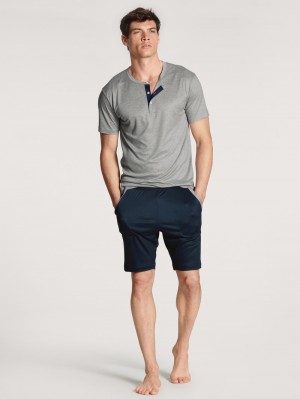 Pigiami Uomo Calida Circular Night Short Pyjama, Cradle To Cradle Certified® Gravel Melé | 0167-TEBUX