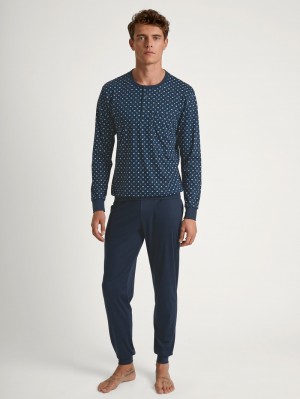 Pigiami Uomo Calida Relax Choice 3 Pyjama With Cuff Blu | 2790-GSHXB