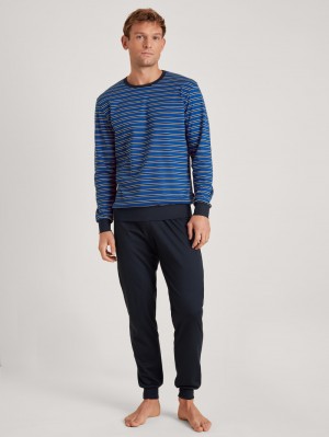 Pigiami Uomo Calida Relax Comfy 5 Pyjama With Cuff Blu | 2185-DHIBQ