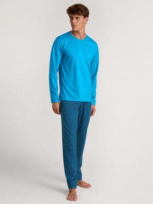 Pigiami Uomo Calida Relax Imprint 1 Pyjama Blu | 2869-ZGPYR