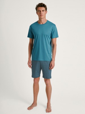 Pigiami Uomo Calida Relax Streamline 3 Short Pyjama Blu | 9067-DONGW