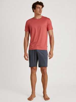 Pigiami Uomo Calida Relax Superlight 5 Short Pyjama Rosse | 9762-NSYDC