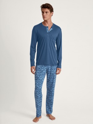 Pigiami Uomo Calida Relax Superlight Pyjama Blu | 0985-OEFDX