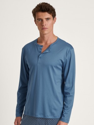 Pigiami Uomo Calida Rmx Sleep Free Shirt Long Sleeve Blu | 3067-IJCLP