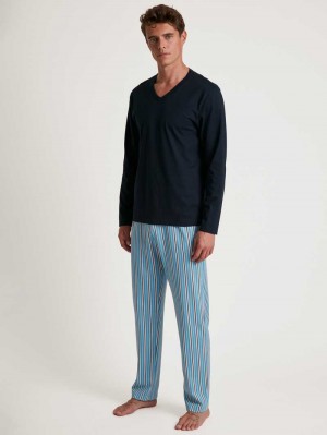 Pigiami Uomo Calida Special Pyjama Blu | 0241-UKBFA