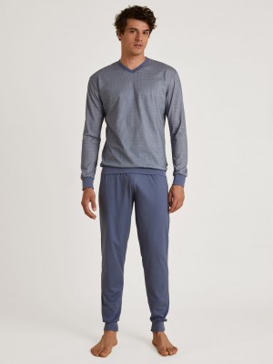 Pigiami Uomo Calida Special Pyjama With Cuff Indaco | 0297-WCKIO