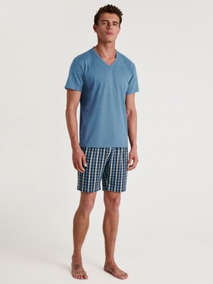 Pigiami Uomo Calida Special Short Pyjama Blu | 7293-BALDO